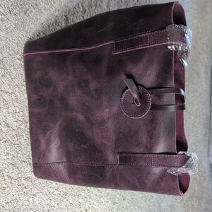 Purple Leather Tote Bag